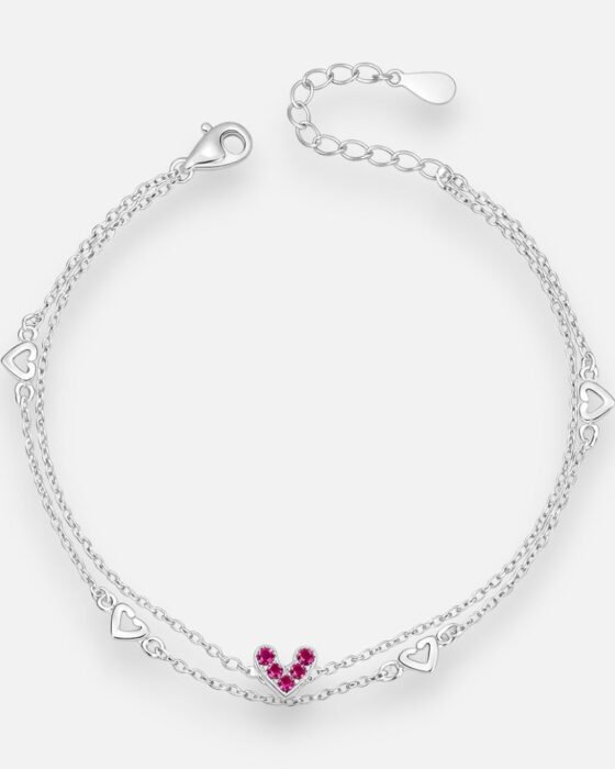 Pulsera Doble Corazones Circones Fucsia
