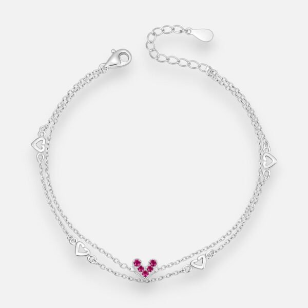 Pulsera Doble Corazones Circones Fucsia