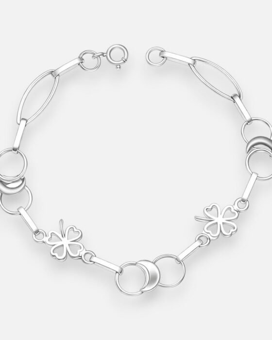 Pulsera Media Luna Trébol Corazones