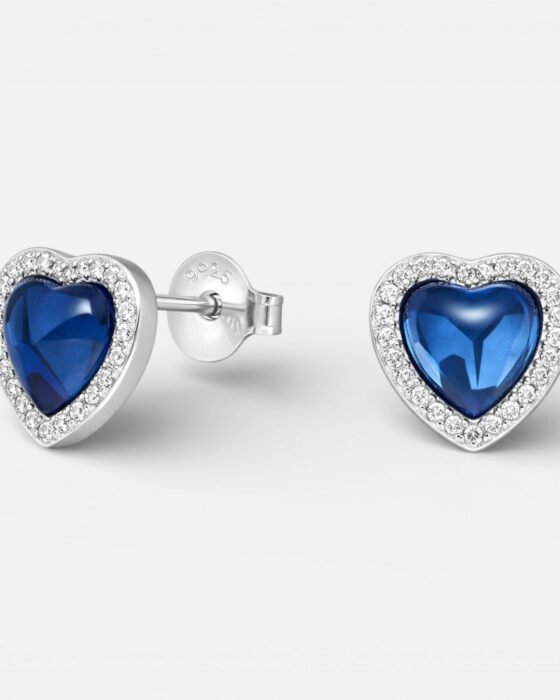 Aro Corazón Circones Cristal Zafiro
