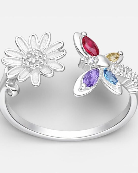 Anillo Ajustable Flor Margarita Mariposa Circones Multicolor