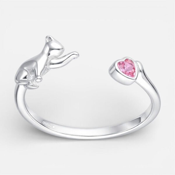 AN02061574_1.jpg Anillo Ajustable Gatito Corazón Circón Rosa Francia