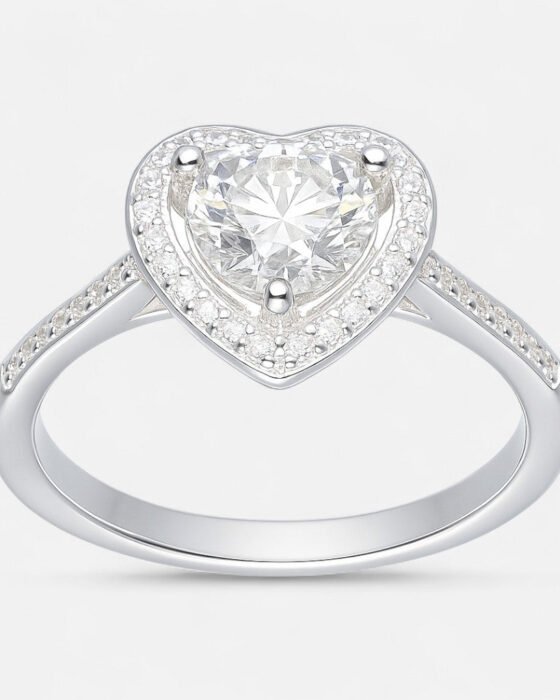 Anillo Corazón Moissanita y Circones
