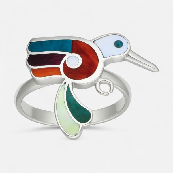 AN03056958_1.jpg Anillo Ajustable Colibrí Piedras Naturales Multicolor
