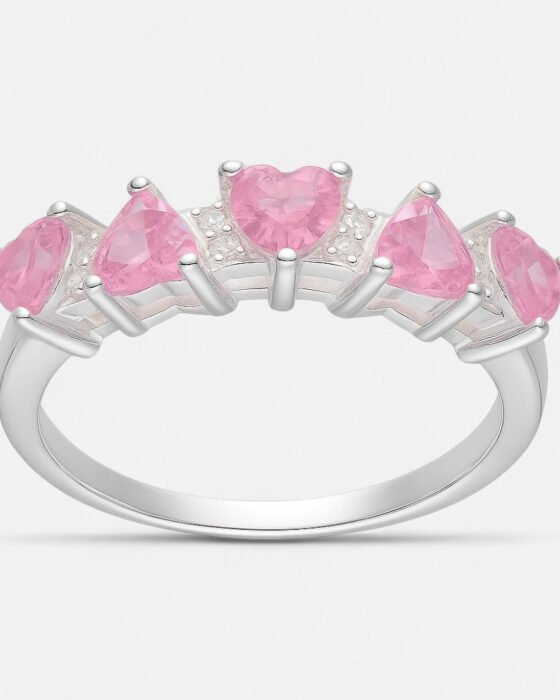Anillo Cintillo Corazones Circones Rosa Francia