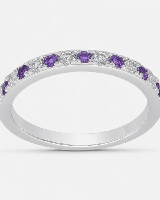 Anillo Cintillo Circones Amatista