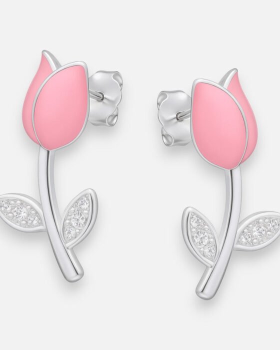 Aro Flor Tulipán Esmaltado Rosa Circones