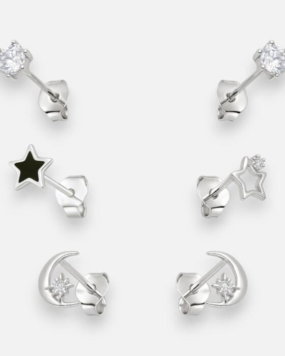 Set Aros Minimalistas Media Luna Estrellas Circones