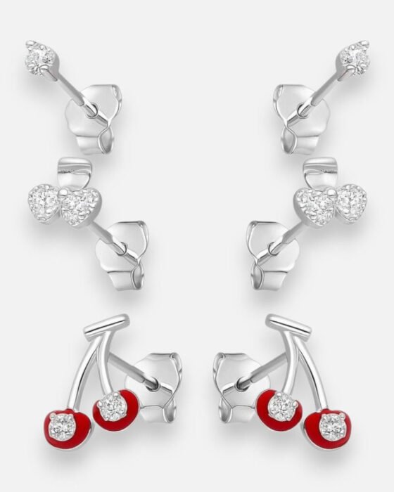 Set Aros Minimalista Cerezas Circones