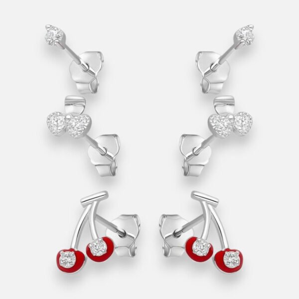 Set Aros Minimalista Cerezas Circones