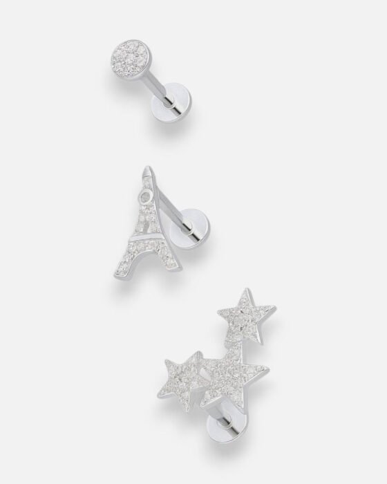 Set Piercing Flat Estrellas Torre Eiffel Circones