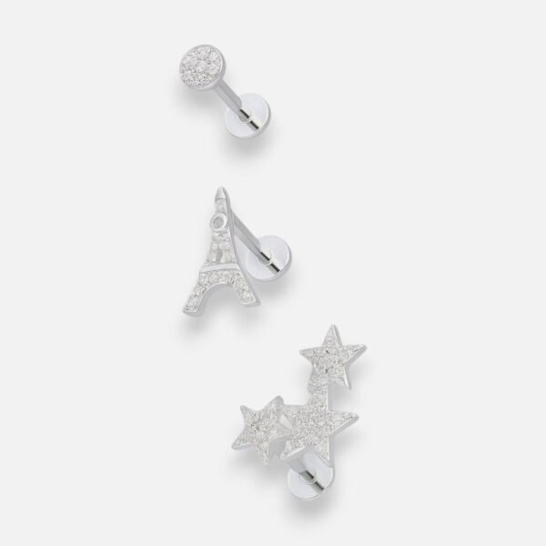 Set Piercing Flat Estrellas Torre Eiffel Circones