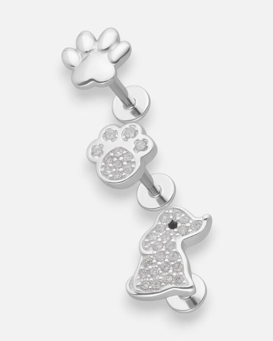 Set Piercing Flat Perrito Patitas Circones