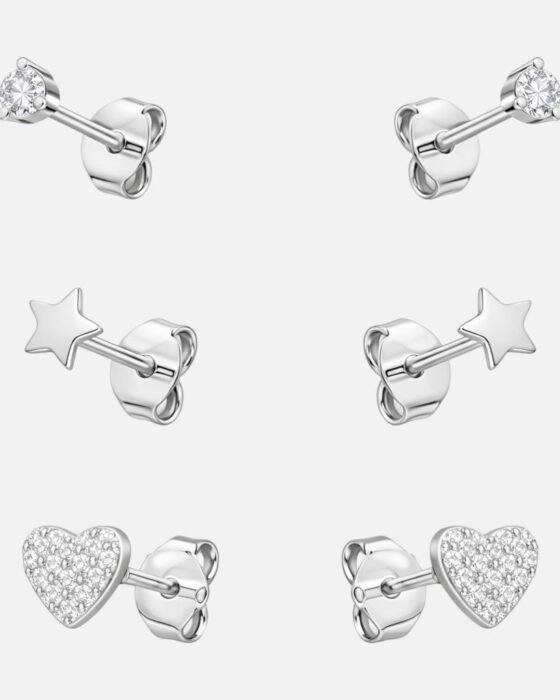 Set Aros Minimalista Corazón Estrella Circones