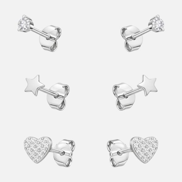 Set Aros Minimalista Corazón Estrella Circones