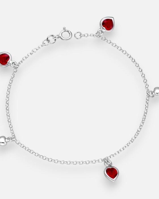 Pulsera Corazones Circones Rubí