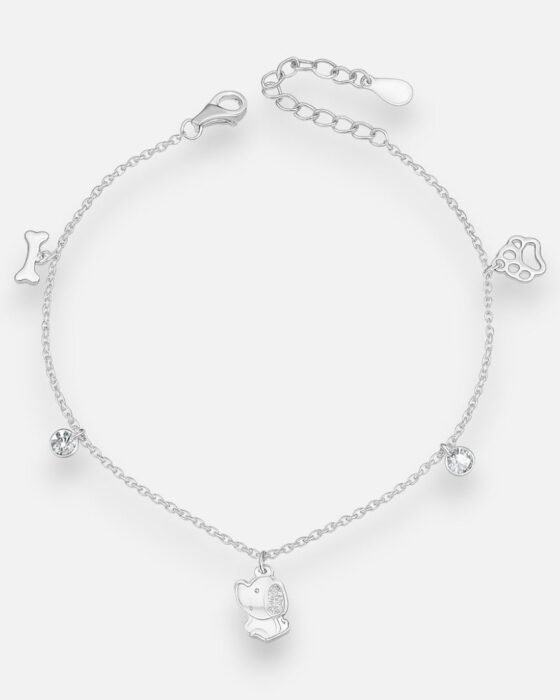 Pulsera Patita Huesito Perrito Cristales Hechos con Swarovski®