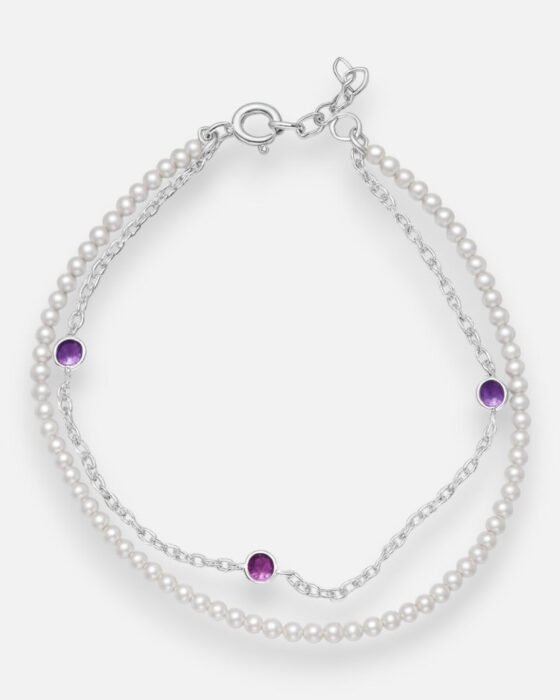 Pulsera Doble Perlas Circones Amatista