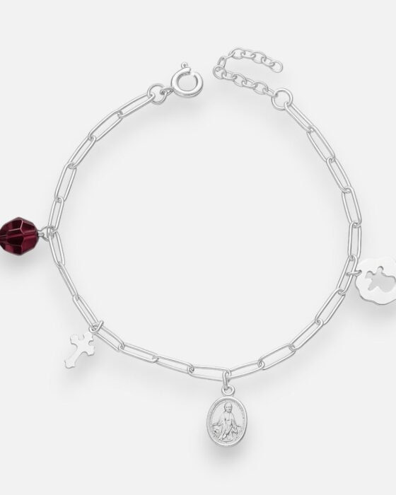 Pulsera Virgen de los Rayos Milagrosa Cristal Hecho con Swarovski® Morado
