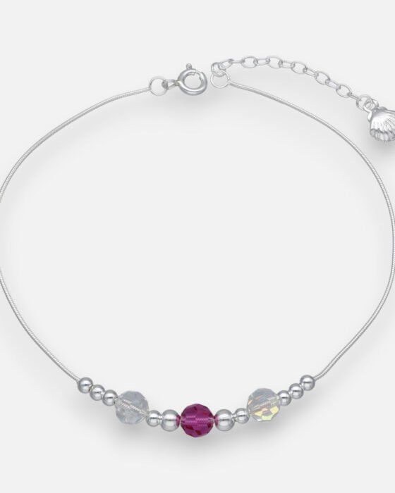 Tobillera Esferas Cristales Hecho con Swarovski® Morado