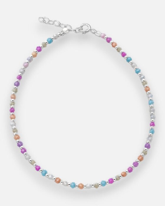 Tobillera Esferas Cristales Multicolor