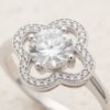 Anillo Plata Trébol Moissanita y Circones - detalle macro de terminaciones y brillo