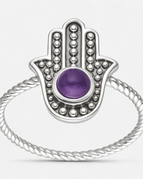 Anillo Mano de Fátima Amatista