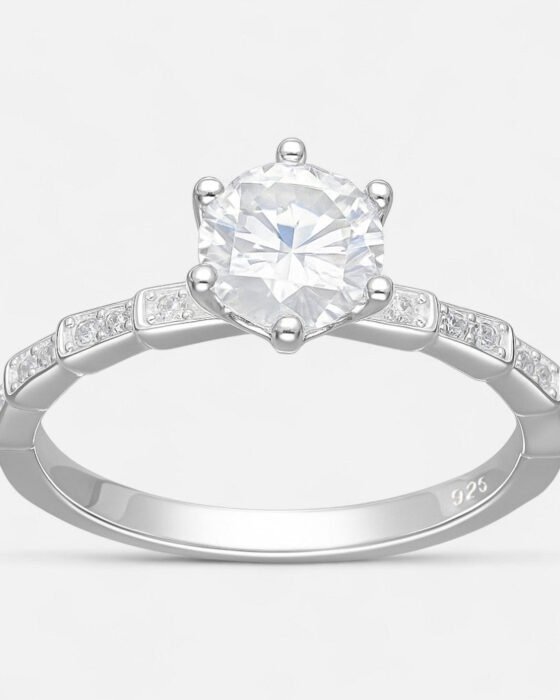 Anillo Solitario Moissanita y Circones
