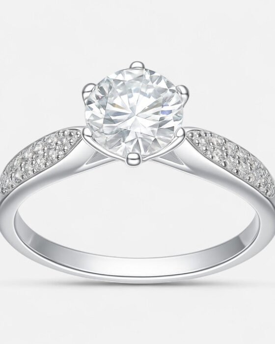 Anillo Solitario Moissanita y Circones