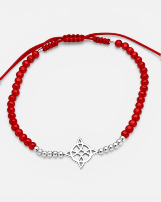 Pulsera Cristales Hilo Rojo Ajustable Nudo de Brujas