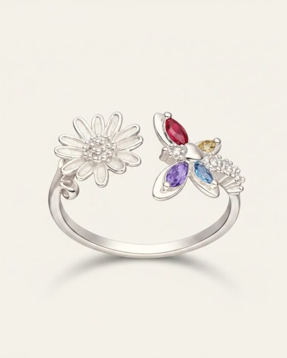 Anillo Ajustable Flor Margarita Mariposa Circones Multicolor