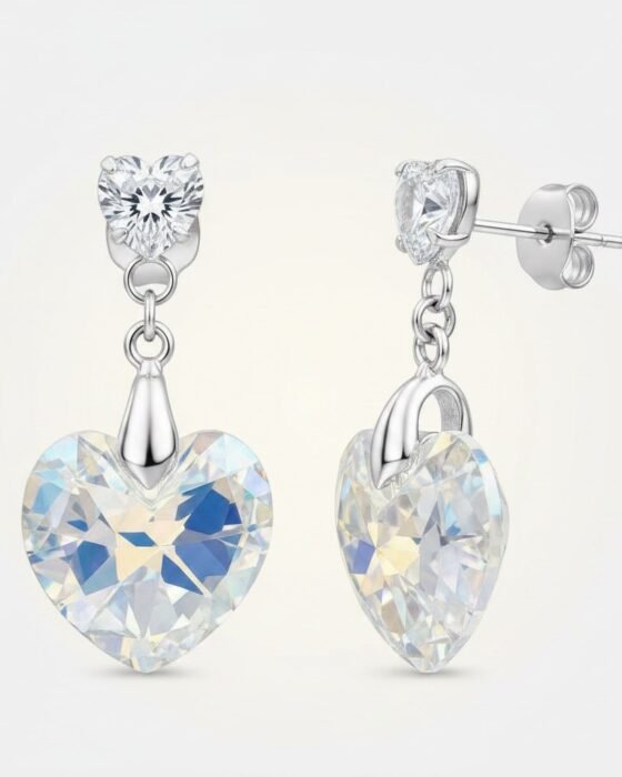 Aro Corazones Circón Cristal Hecho con Swarovski® Tornasol