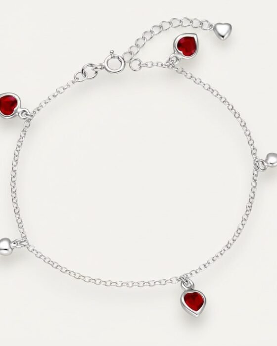 Pulsera Corazones Circones Rubí
