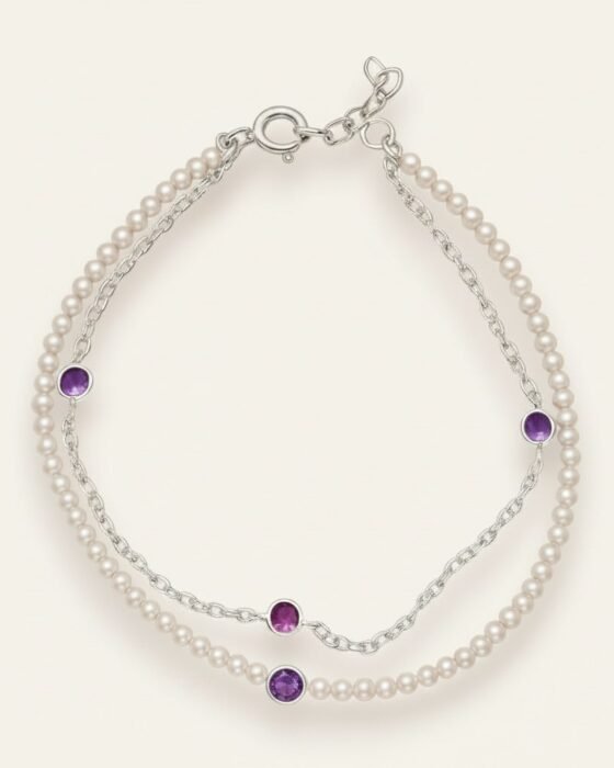 Pulsera Doble Perlas Circones Amatista