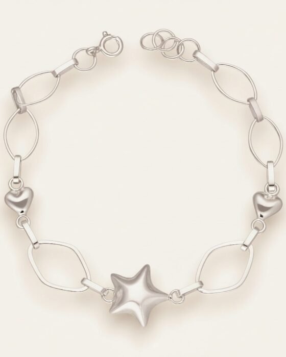 Pulsera Estrella Óvalos Corazones