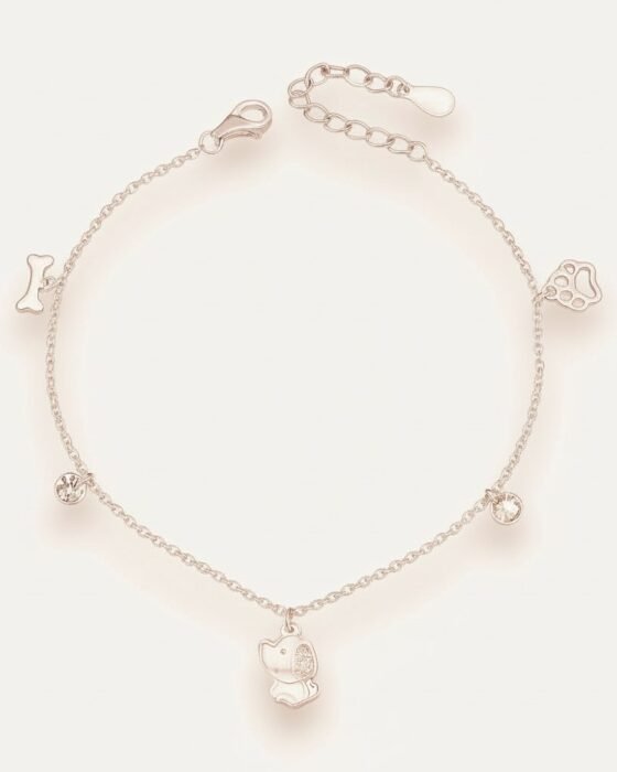 Pulsera Patita Huesito Perrito Cristales Hechos con Swarovski®