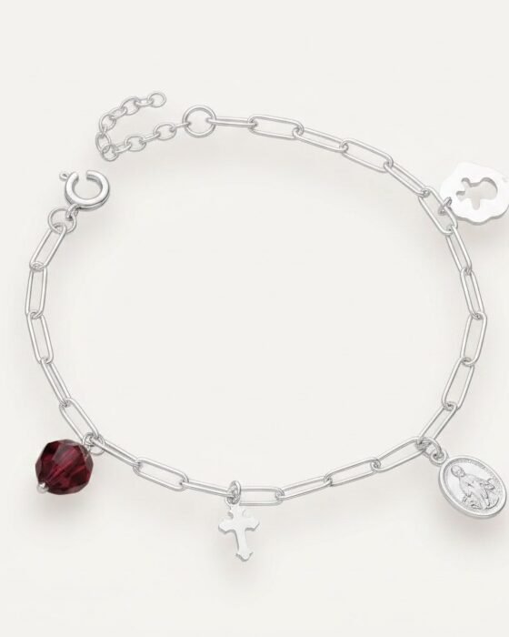 Pulsera Virgen de los Rayos Milagrosa Cristal Hecho con Swarovski® Morado