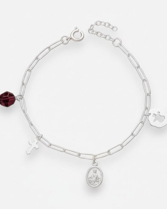 Pulsera Virgen de los Rayos Milagrosa Cristal Hecho con Swarovski® Morado