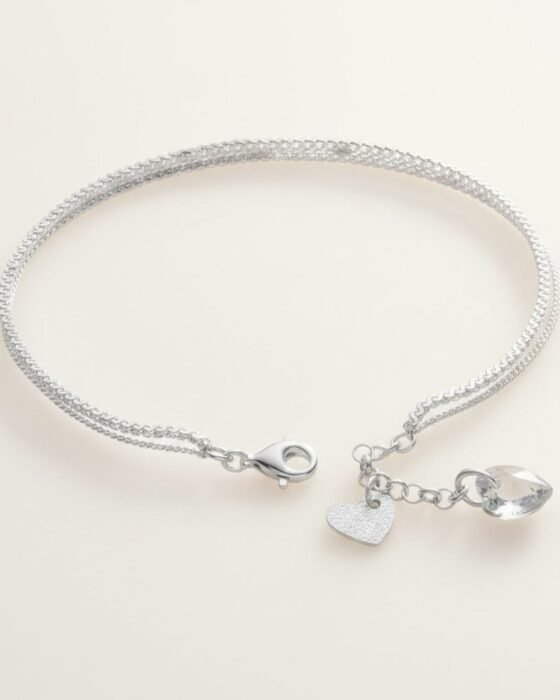 Tobillera Doble Corazón Cristal Hecho con Swarovski®