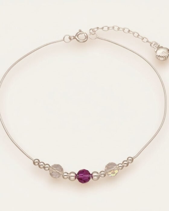 Tobillera Esferas Cristales Hecho con Swarovski® Morado