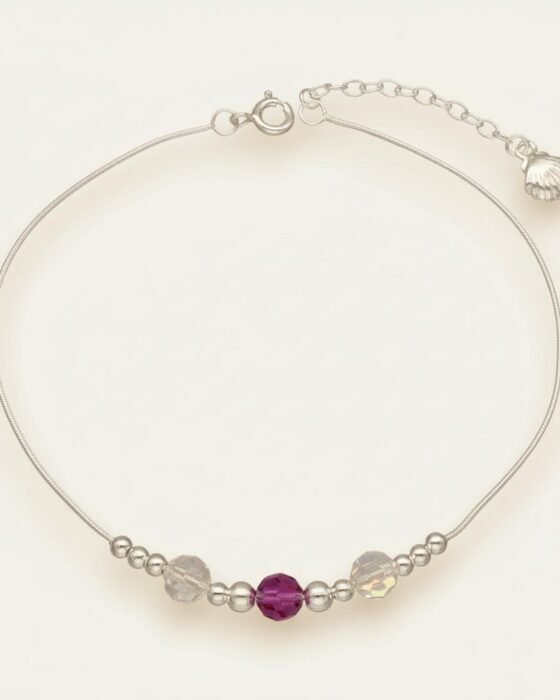 Tobillera Esferas Cristales Hecho con Swarovski® Morado