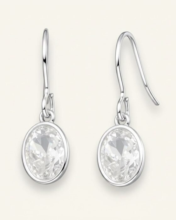 Aros de Plata con Circón Ovalado 9x7 mm