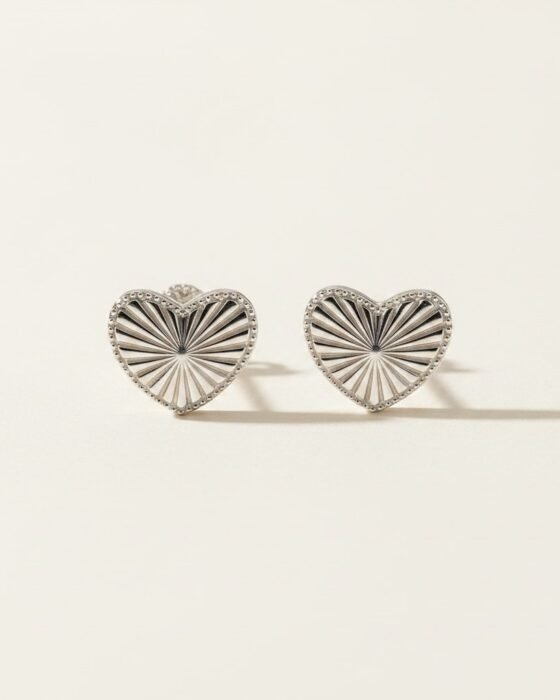 Aros de Plata Corazón Facetado