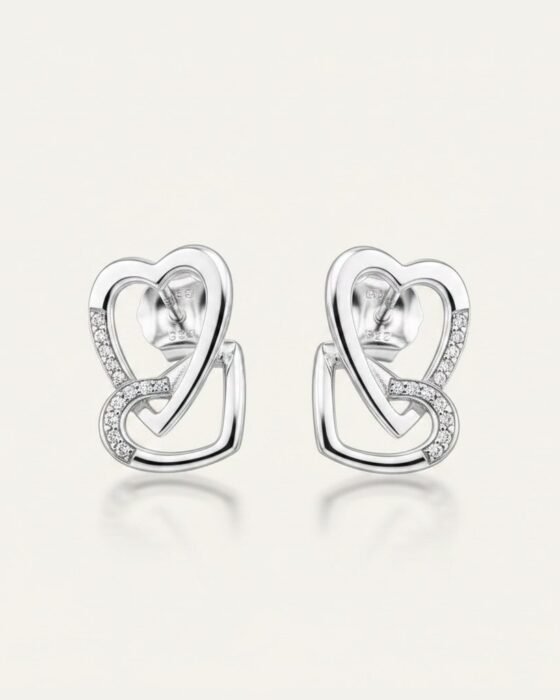 Aros de Plata Corazones Entrelazados