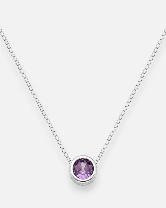 Collar Circón Punto de Luz Amatista 4 mm