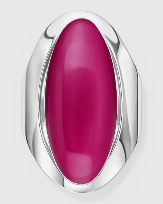 Anillo Ovalado Fucsia Metalizado