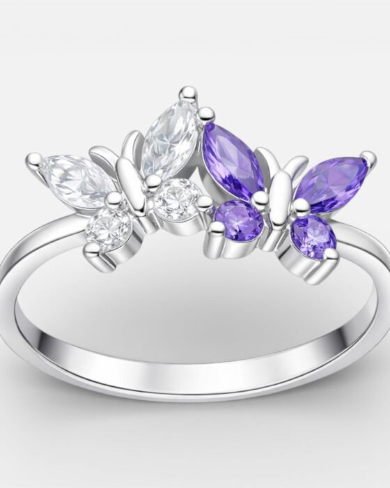 Anillo Mariposas Circones Amatista