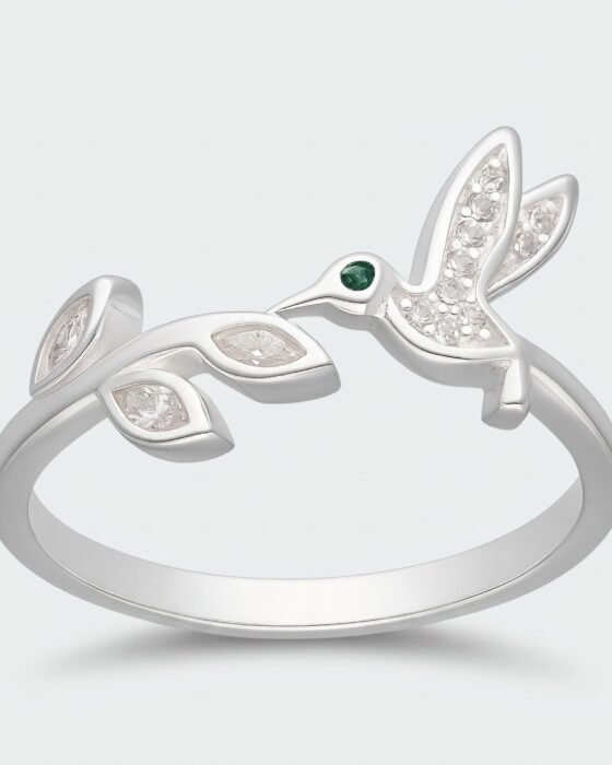Anillo Colibrí Espigas Circones Plata ajustable