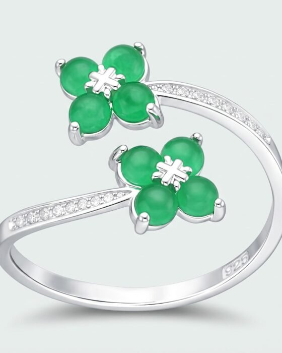 Anillo Ajustable Flores Circones Esmeralda