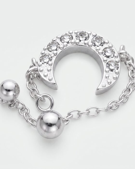 Anillo Ajustable Media Luna con Circones